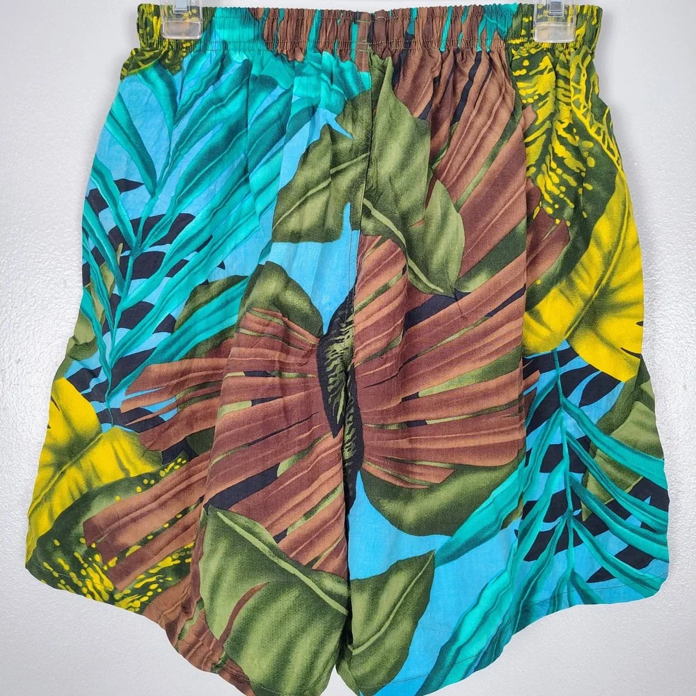 Vintage Speedo Swim Trunks Mens M Tropical Hawaiian Leaf Print Blue Green‎
